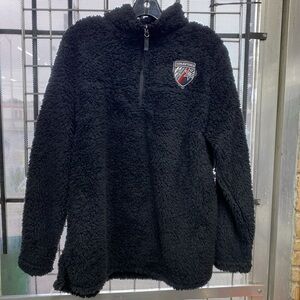 Women’s Large Black Furred Teddy Jacket Pullover with Embroidered Logo